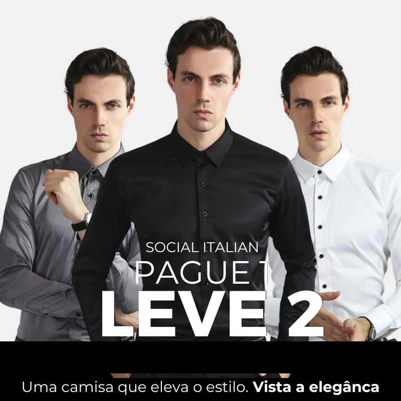 Pague 1 Leve 2 |  Camisa Social Ultra Tech Italian + Brinde Relogio Luxo