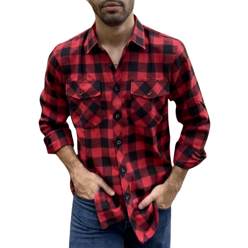 Camisa Social Masculina Xadrez em Tecido Premium