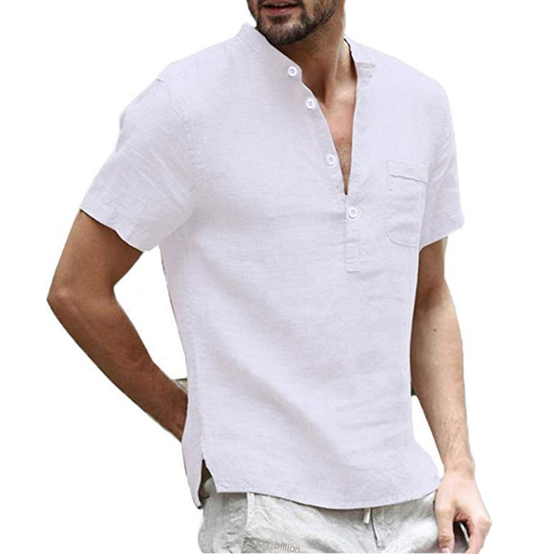 Camisa Masculina de Linho com Acabamento Fino