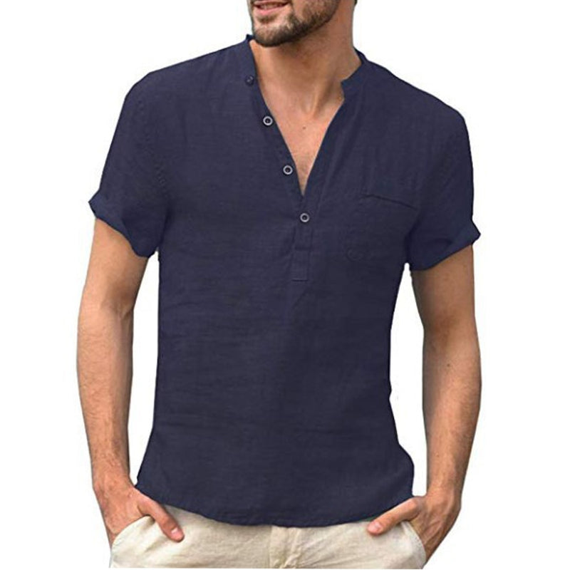 Camisa Masculina de Linho com Acabamento Fino