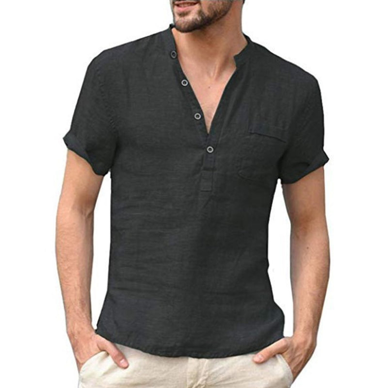 Camisa Masculina de Linho com Acabamento Fino