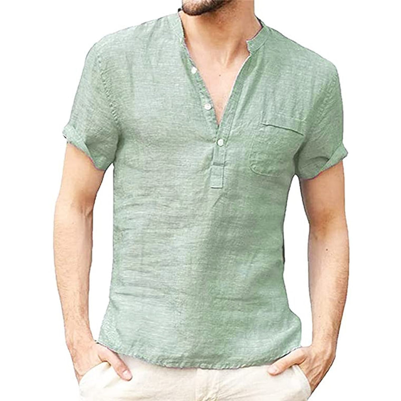 Camisa Masculina de Linho com Acabamento Fino