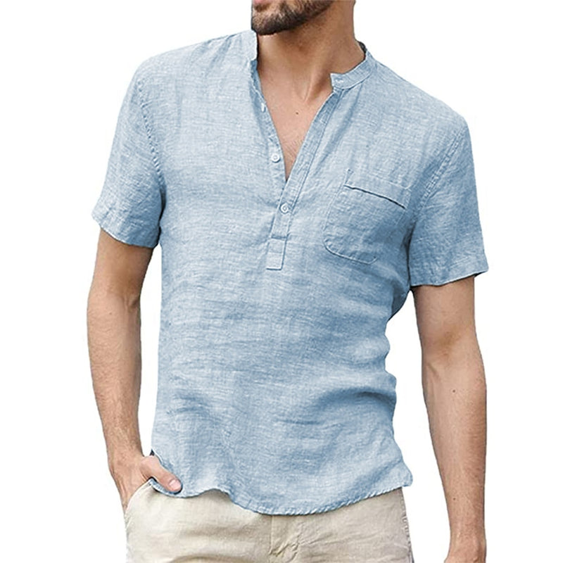 Camisa Masculina de Linho com Acabamento Fino